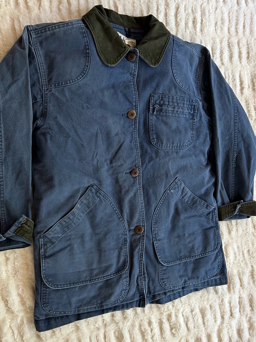 Made in USA LL Bean Vintage Chore Coat Barn Jacket Blue Womens M - Picture 3 of 16